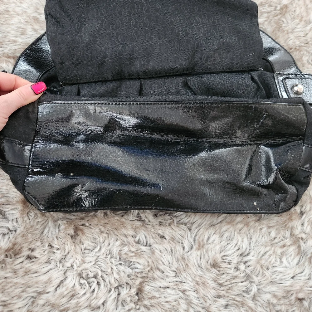 Guess Vintage Y2K Black Faux Leather‎ Silver Studded Handbag